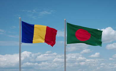 Bangladesh and Romania flags, country relationship concept