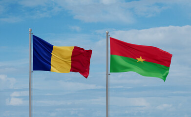 Burkina Faso and Romania flags, country relationship concept