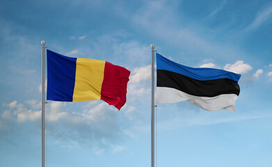Estonia and Romania flags, country relationship concept