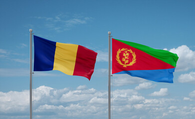 Eritrea and Romania flags, country relationship concept