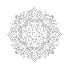 Circular Mandala pattern design for a coloring page or Coloring Book.  Decorative round outline Book page in ethnic style