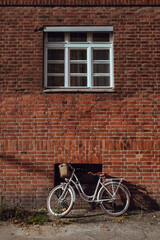 bicycle in front of wall