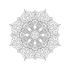 Circular Mandala pattern design for a coloring page or Coloring Book.  Decorative round outline Book page in ethnic style