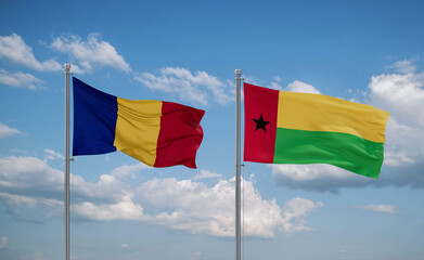 Guinea-Bissau and Romania flags, country relationship concept