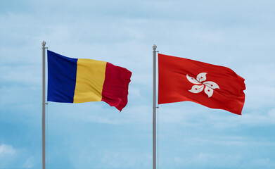 Hong Kong and Romania flags, country relationship concept