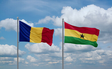 Ghana and Romania flags, country relationship concept