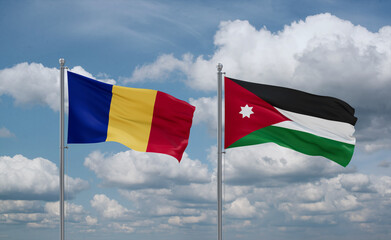 Jordan and Romania flags, country relationship concept