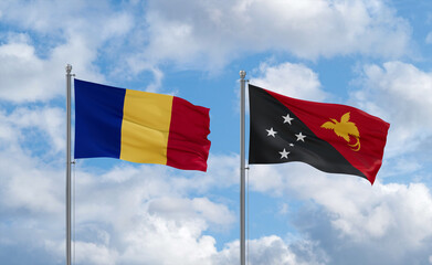 Papua New Guinea and Romania flags, country relationship concept
