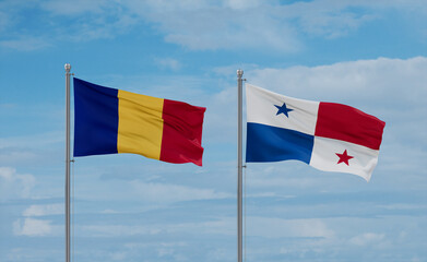Panama and Romania flags, country relationship concept