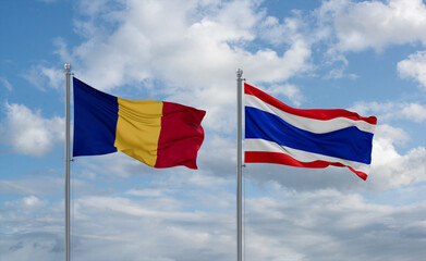 Thailand and Romania flags, country relationship concept