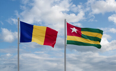 Togo and Romania flags, country relationship concept