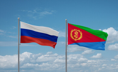 Eritrea and Russia flags, country relationship concept
