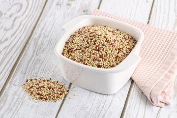 Raw dry quinoa cereal grain