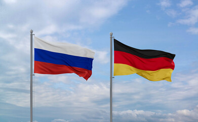 Germany and Russia flags, country relationship concept