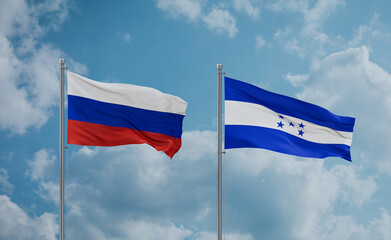 Honduras and Russia flags, country relationship concept