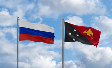 Papua New Guinea and Russia flags, country relationship concept