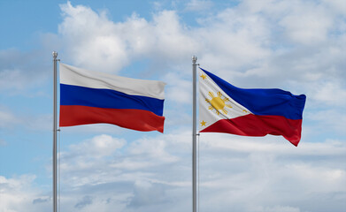 Philippines and Russia flags, country relationship concept