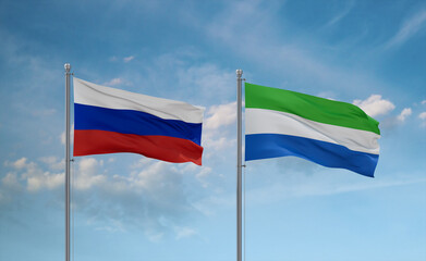 Sierra Leone and Russia flags, country relationship concept