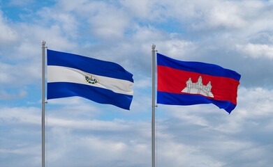 Cambodia and El Salvador, Salvador flags, country relationship concept