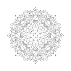 Simple circular pattern in the form of a Mandala design for a coloring page or Coloring Book.  Decorative round outline Book page in ethnic style