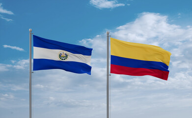 Colombia and El Salvador, Salvador flags, country relationship concept