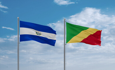 Congo and El Salvador, Salvador flags, country relationship concept