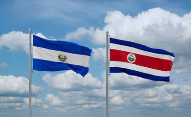 Costa Rico and El Salvador, Salvador flags, country relationship concept