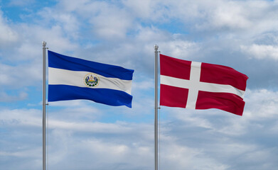 Denmark and El Salvador, Salvador flags, country relationship concept
