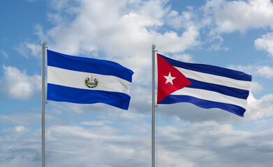 Cuba and El Salvador, Salvador flags, country relationship concept