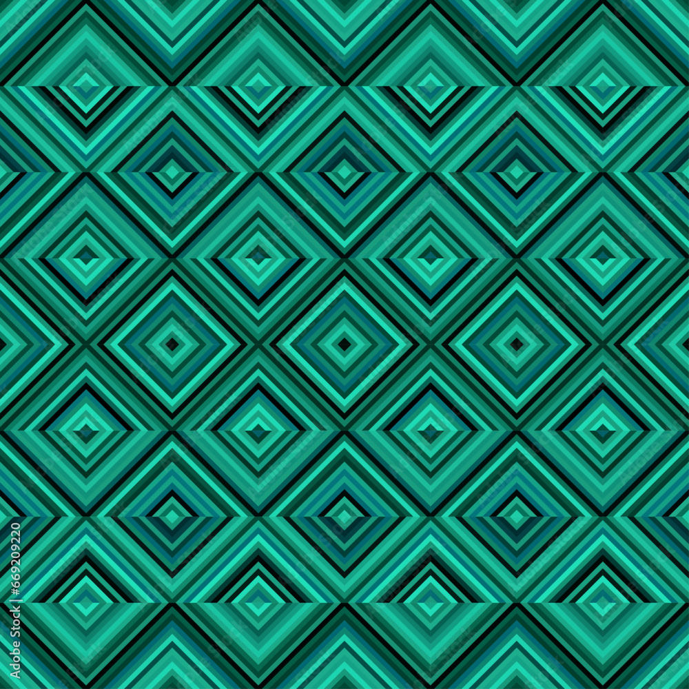 Leinwandbilder Seamless vector pattern. Tile herringbone geometric pattern . Emerald green malachite colors. Regular herringbone tile..