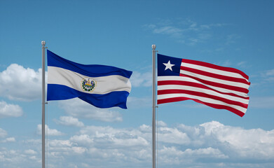 Liberia and El Salvador, Salvador flags, country relationship concept