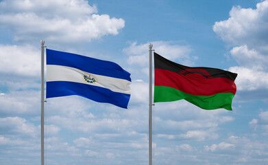 Malawi and El Salvador, Salvador flags, country relationship concept