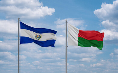 Madagascar and El Salvador, Salvador flags, country relationship concept