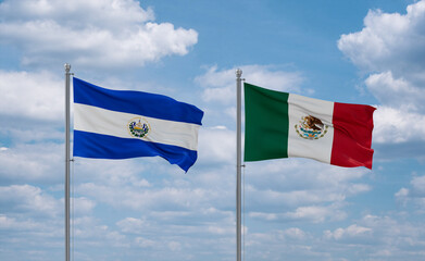 Mexico and El Salvador, Salvador flags, country relationship concept