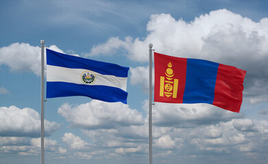 Mongolia and El Salvador, Salvador flags, country relationship concept