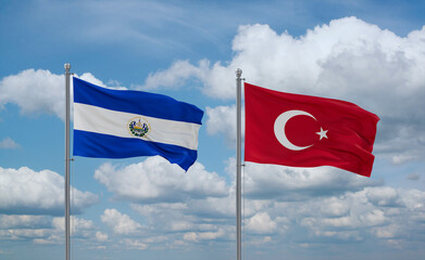 Turkey and El Salvador, Salvador flags, country relationship concept