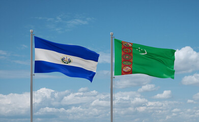 Turkmenistan and El Salvador, Salvador flags, country relationship concept