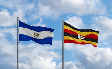 Uganda and El Salvador, Salvador flags, country relationship concept