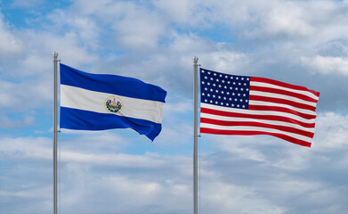 USA and El Salvador, Salvador flags, country relationship concepts