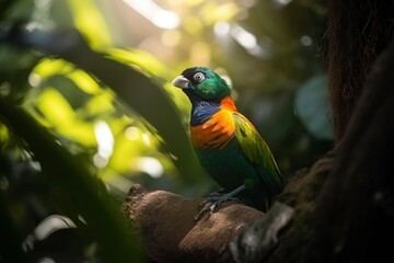 Obraz premium exotic bird in a tropical garden