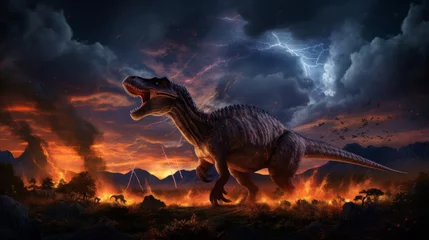 Fototapeten dinosaur extinction historical asteroid impact © medienvirus