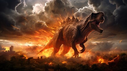 Obraz na płótnie Canvas dinosaur extinction historical asteroid impact