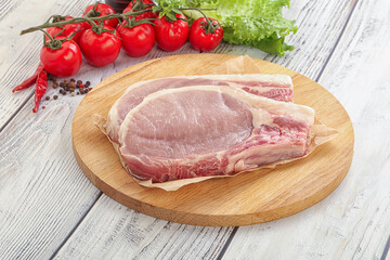 Raw pork t-bone steak for grill