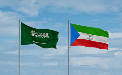 Equatorial Guinea and Saudi Arabia flags, country relationship concept