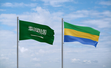 Gabon and Saudi Arabia flags, country relationship concept