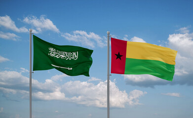 Guinea-Bissau and Saudi Arabia flags, country relationship concept