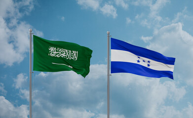 Honduras and Saudi Arabia flags, country relationship concept