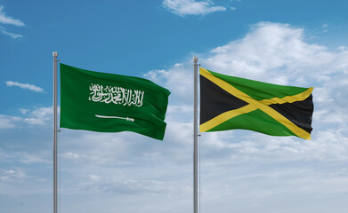 Jamaica and Saudi Arabia flags, country relationship concept