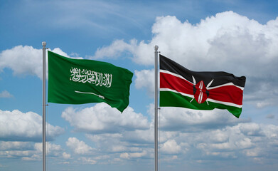 Kenya and Saudi Arabia flags, country relationship concept