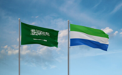 Sierra Leone and Saudi Arabia flags, country relationship concept
